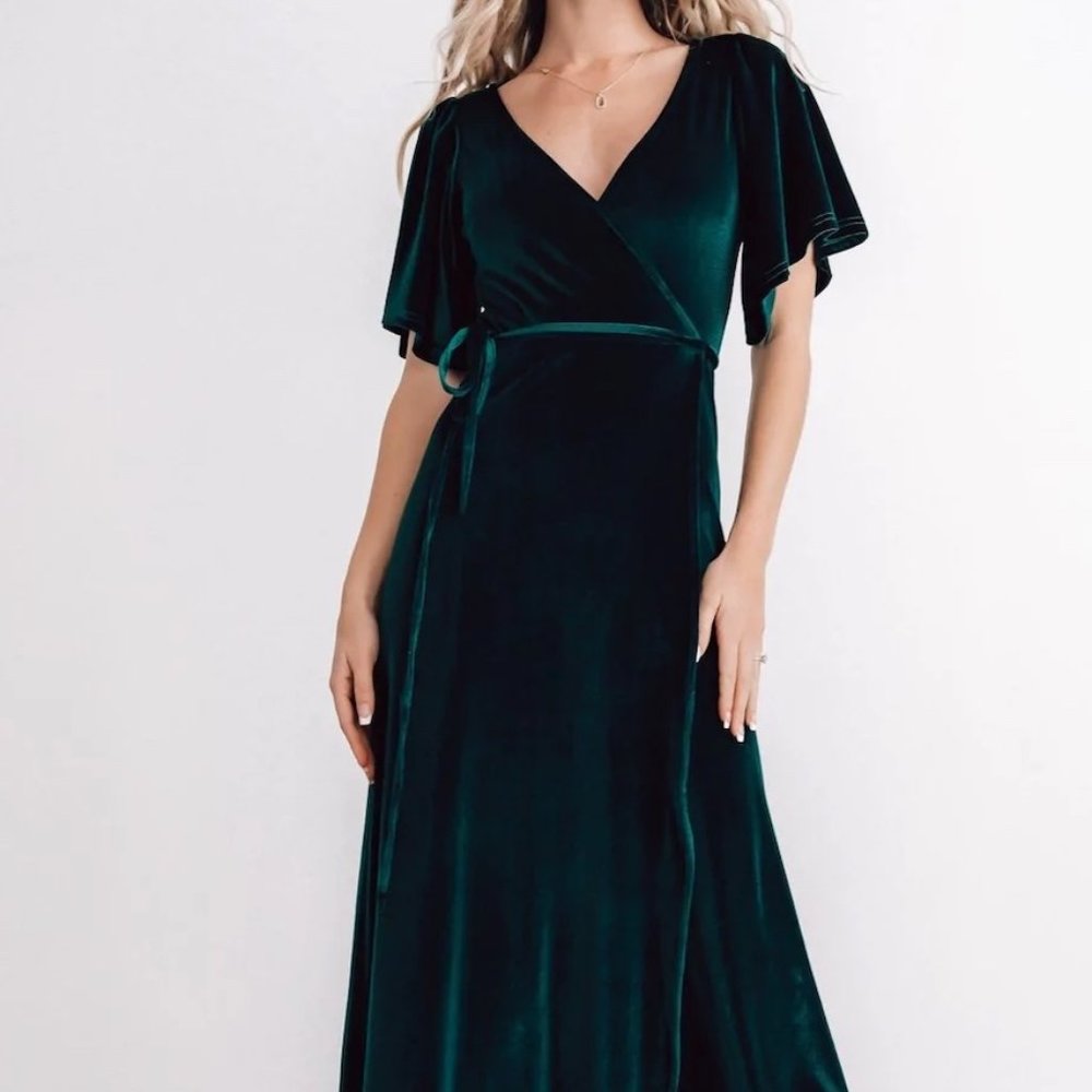Baltic Born Meghan Velvet Wrap Maxi Dress Emerald Large New